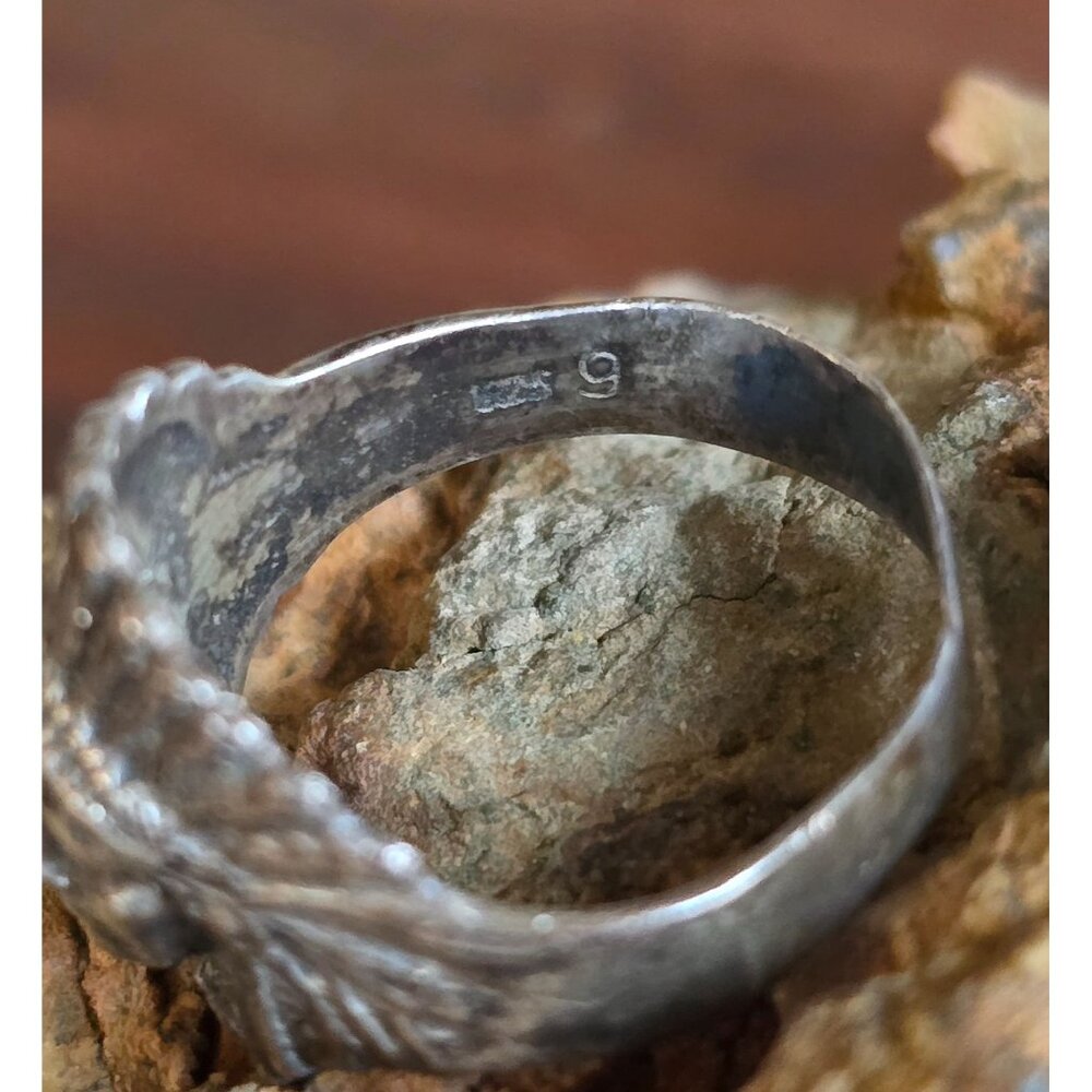 Vintage Sterling Silver Cast Native American Chief Ring Size 9 Head Dress - Picture 6 of 7